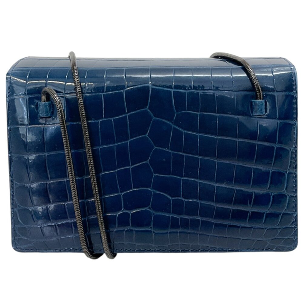 Akris Indigo Blue Crocodile Leather Small Alice Bag - Picture 1 of 9